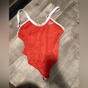 RVCA Red and White One SwimPiece